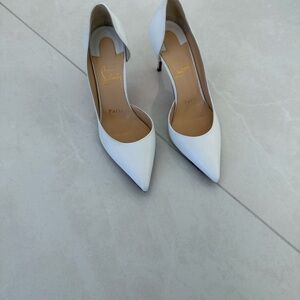 Christian Louboutin White Pointed D'Orsay Stiletto Pumps